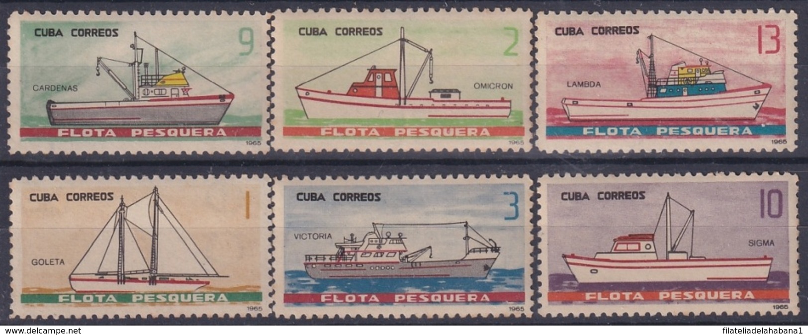 1965.130 CUBA 1965. Ed.1165-70. FLOTA PESQUERA. FISHING SHIP. LIGERAS MANCHAS - Prefilatelia