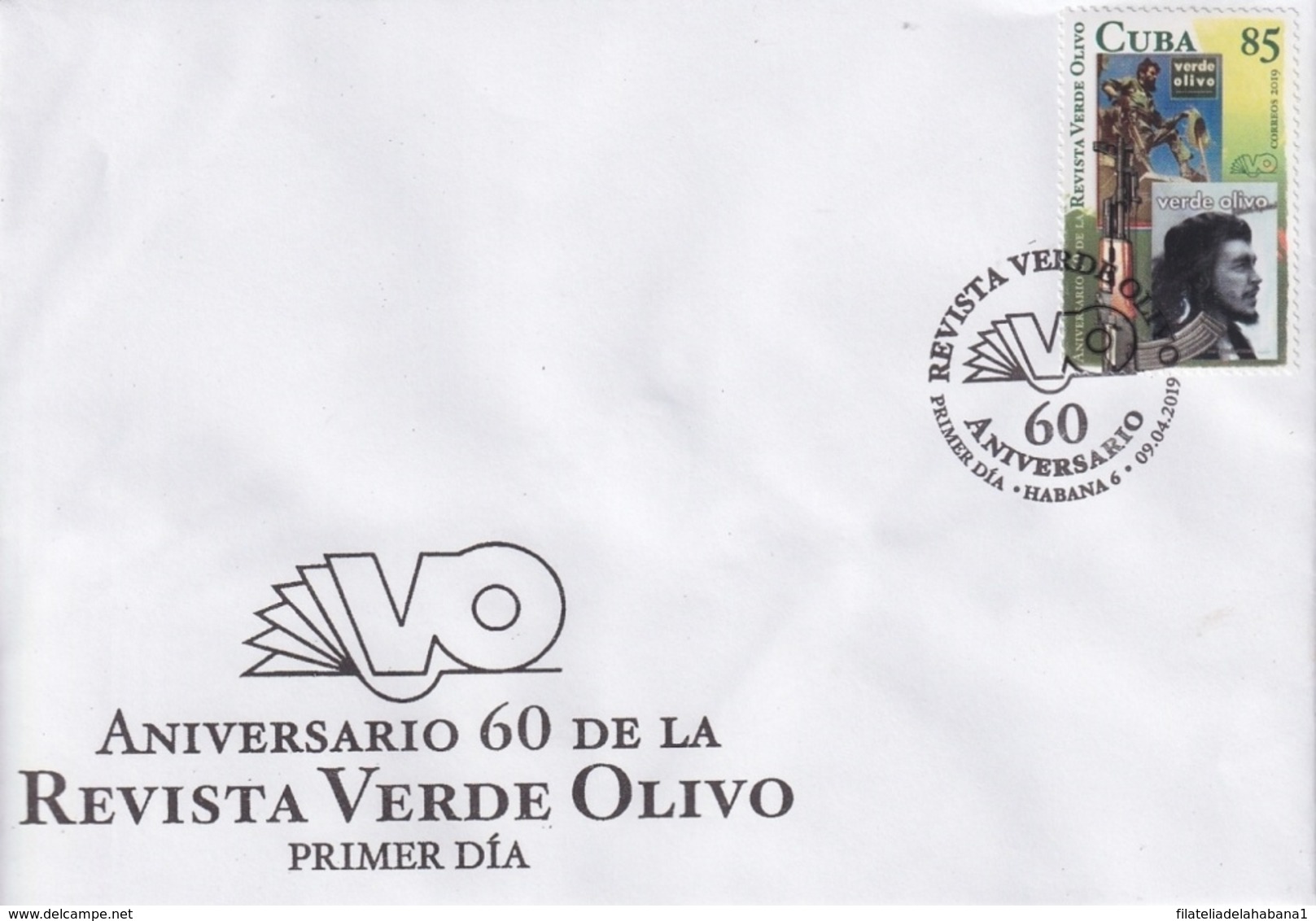 2019-FDC-16 CUBA 2019 FDC 60 ANIV FUNDACION REVISTA VERDE OLIVO, ERNESTO CHE GUEVARA. - FDC