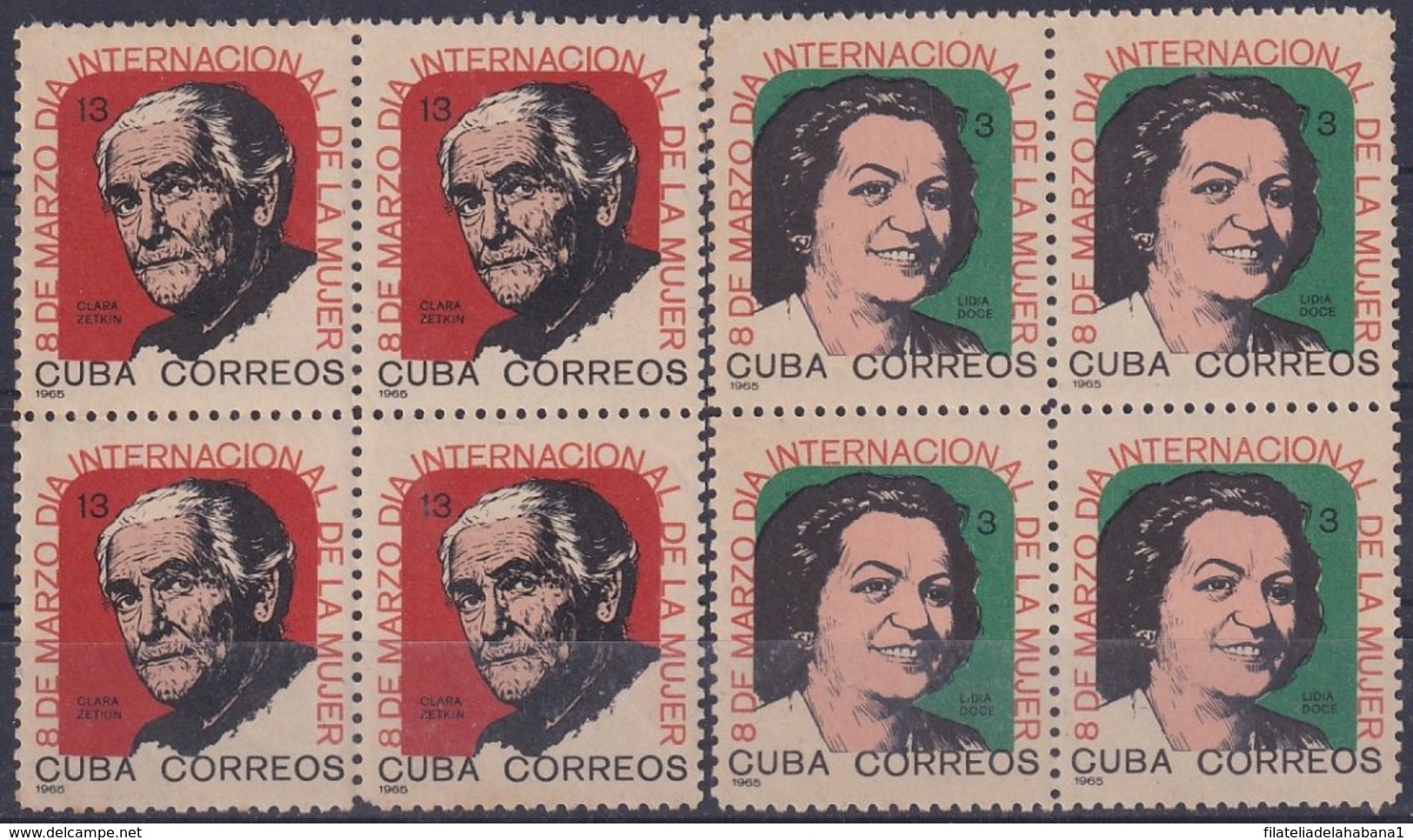 1965.139 CUBA 1965. Ed.1171-72. DIA INTERNACIONAL DE LA MUJER. WOMAN DAY. BLOCK 4. LIGERAS MANCHAS. - Prephilately