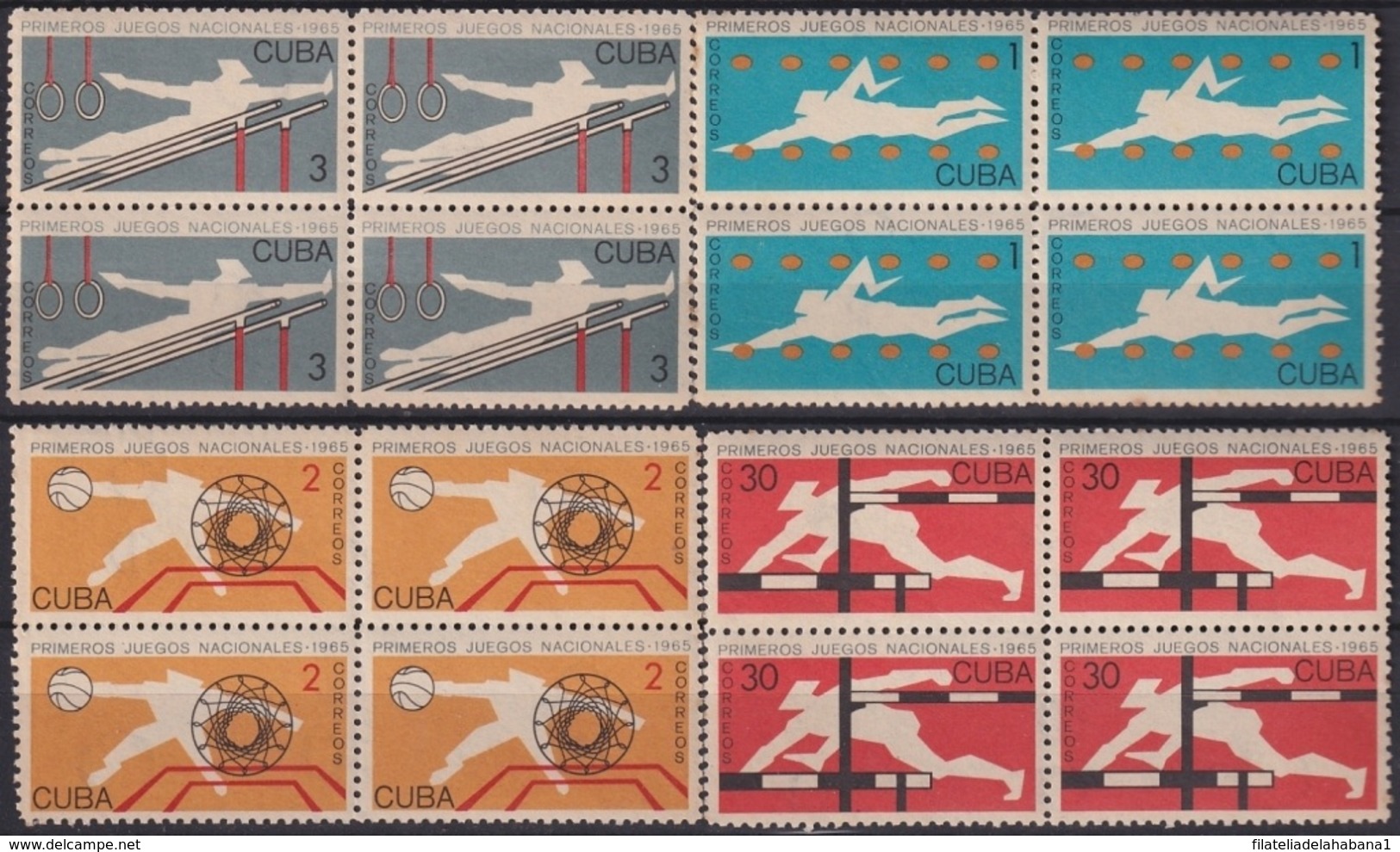 1965.149 CUBA 1965. Ed.1210-13. JUEGOS DEPORTIVOS NACIONALES, SPORT GAMES, LIGERAS MANCHAS BLOCK 4. - Prephilately