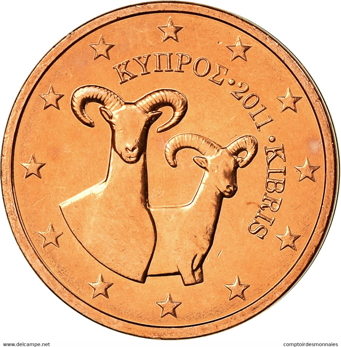 Chypre, 2 Euro Cent, 2011, SPL, Copper Plated Steel, KM:79 - Cyprus