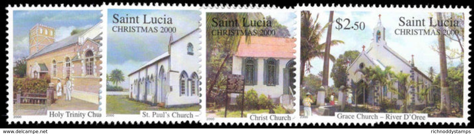 St Lucia 2000 Christmas. Churches Unmounted Mint. - St.Lucia (1979-...)