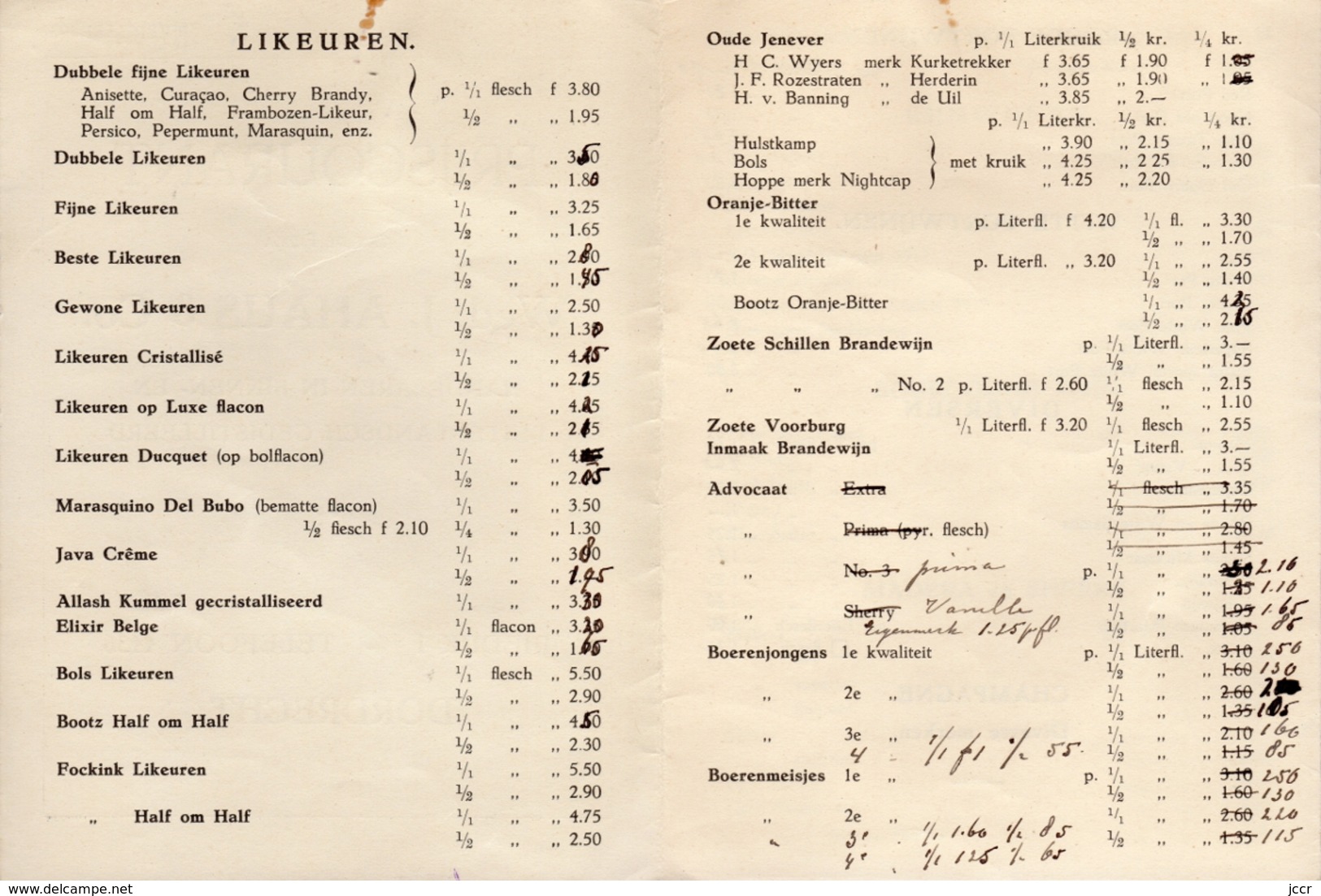 Prijscourant Nov. 1936 Van De Firma Wed. J. Ahaus & Co. Handelaren In Binnen En Buitenlandsch Gedistilleerd Dordrecht - Koken & Wijn