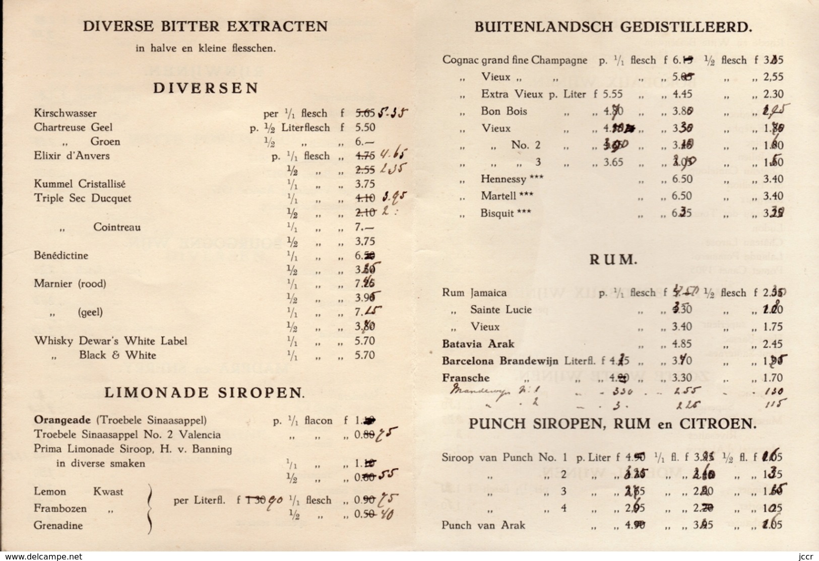 Prijscourant Nov. 1936 Van De Firma Wed. J. Ahaus & Co. Handelaren In Binnen En Buitenlandsch Gedistilleerd Dordrecht - Küche & Wein