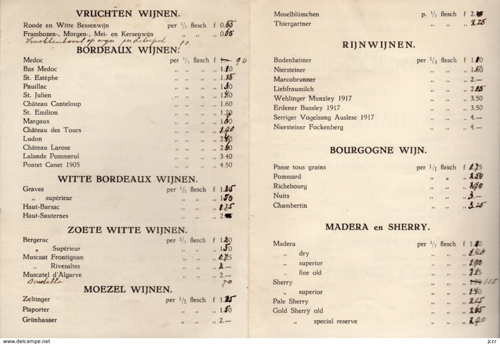 Prijscourant Nov. 1936 Van De Firma Wed. J. Ahaus & Co. Handelaren In Binnen En Buitenlandsch Gedistilleerd Dordrecht - Cooking & Wines