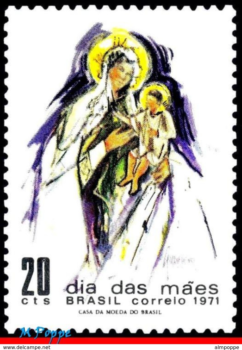 Ref. BR-1187 BRAZIL 1971 MOTHER�S DAY, MADONNA AND CHILD,, MI# 1281, MNH 1V Sc# 1187 - Nuovi