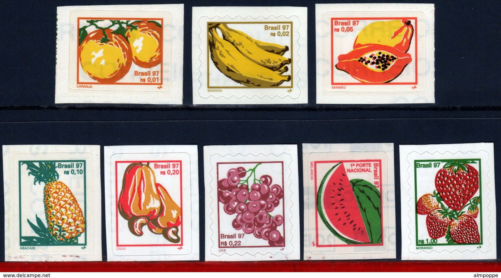 Ref. BR-2631-36G BRAZIL 1997 FRUITS, FRUITS AND NUTS,, MI# 2752-57 2770-71, SET DEFINITIVE MNH 8V Sc# 2631-2636G - Neufs