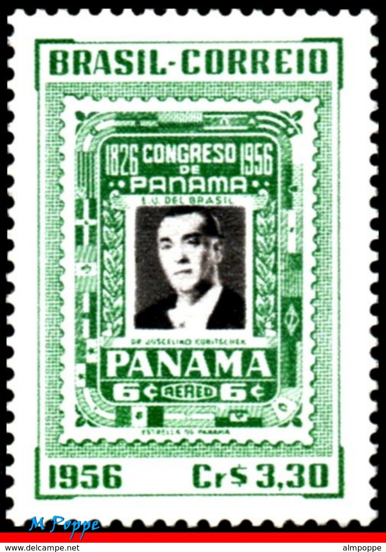 Ref. BR-843-Q BRAZIL 1956 FAMOUS PEOPLE, PRESIDENT JUSCELINO, KUBITSCHEK, CONFERENCE PANAMA,BLOCK MNH 4V Sc# 843 - Blocs-feuillets