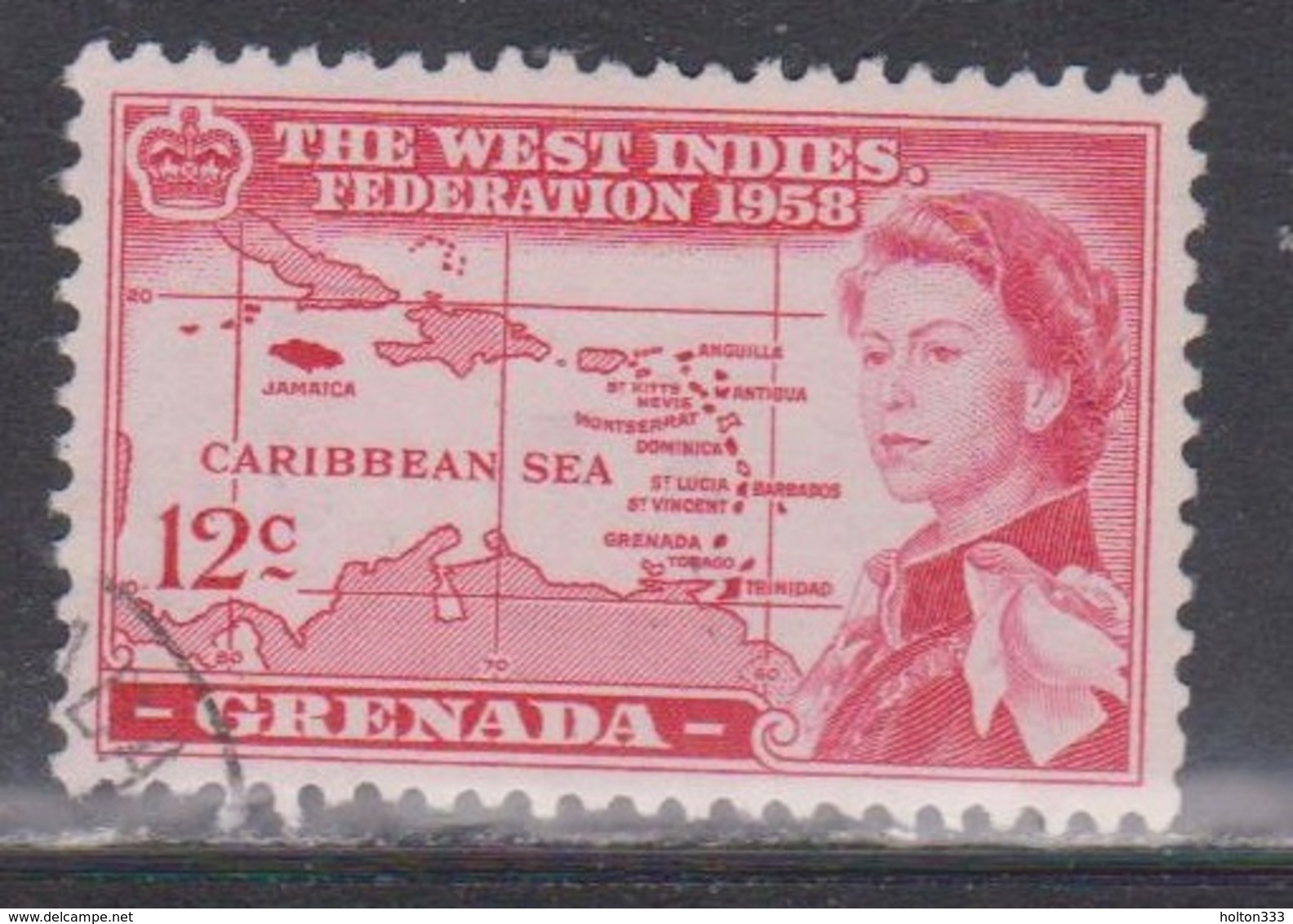 GRENADA Scott # 186 Used - QEII & Map - Grenade (...-1974)