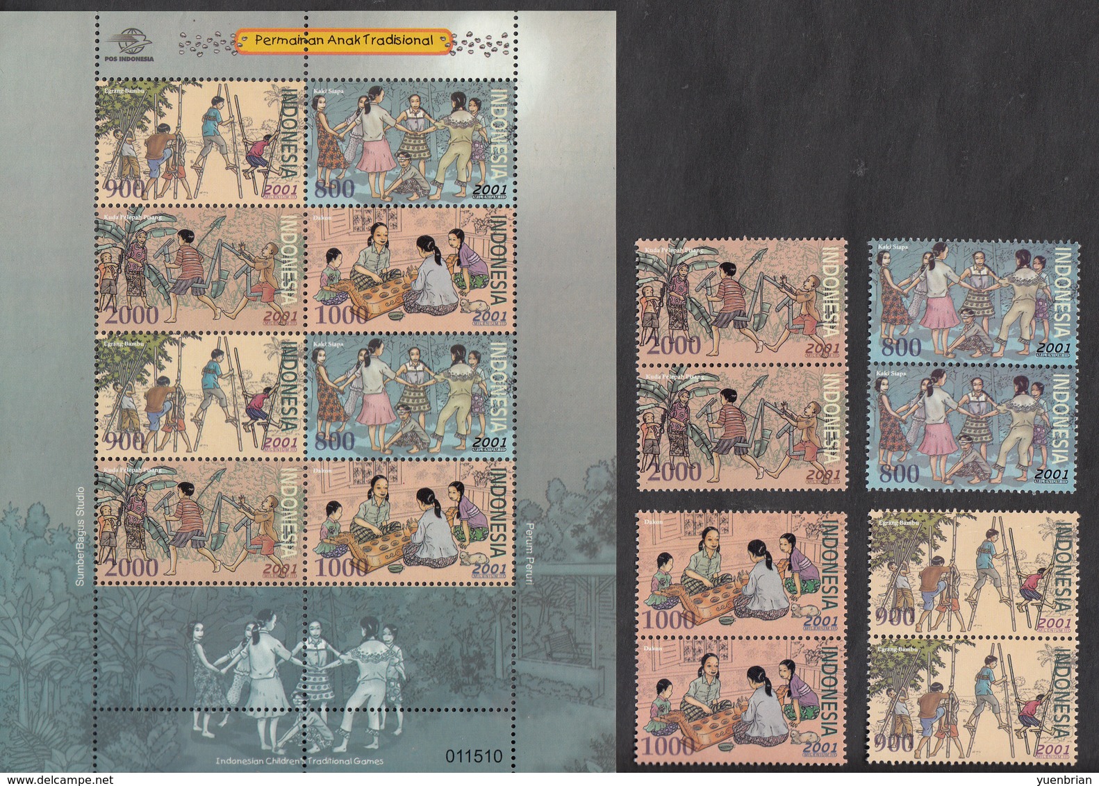 Indonesia 2001, Children, 2x Stamp Sets + M/S MNH** - Indonésie