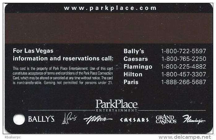 Flamingo Casino Las Vegas, NV - Slot Card - Park Place - No Mfg Mark Over Mag  (BLANK) - Casino Cards