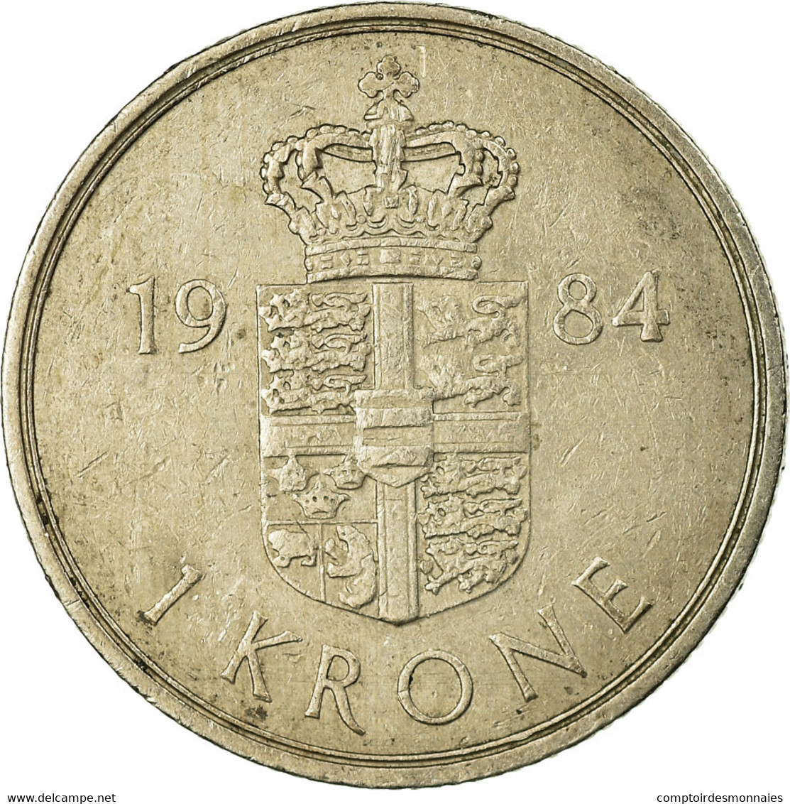 Monnaie, Danemark, Margrethe II, Krone, 1984, Copenhagen, TB+, Copper-nickel - Dinamarca