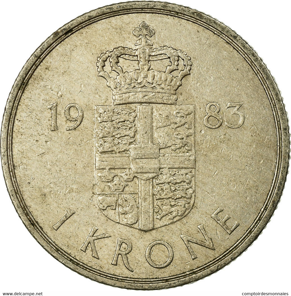 Monnaie, Danemark, Margrethe II, Krone, 1983, Copenhagen, TB+, Copper-nickel - Denmark