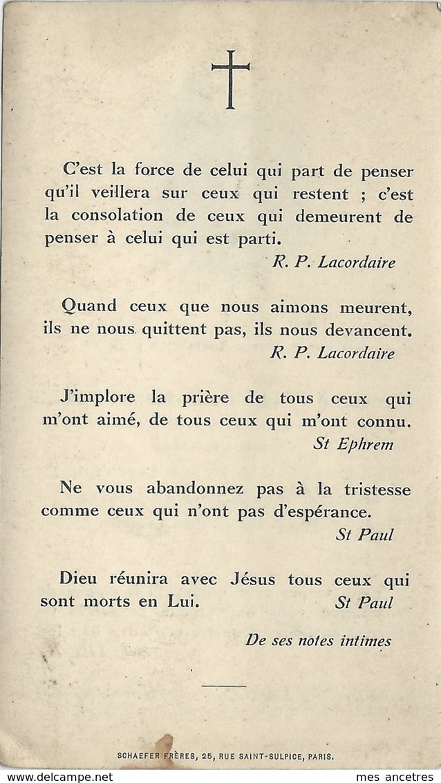 En 1952 Abbé Jean-Marie BASLE Curé De Saacy Sur Marne Né Cornillé (ile Et Vilaine) En 1880-chapelain épiscopal - Overlijden
