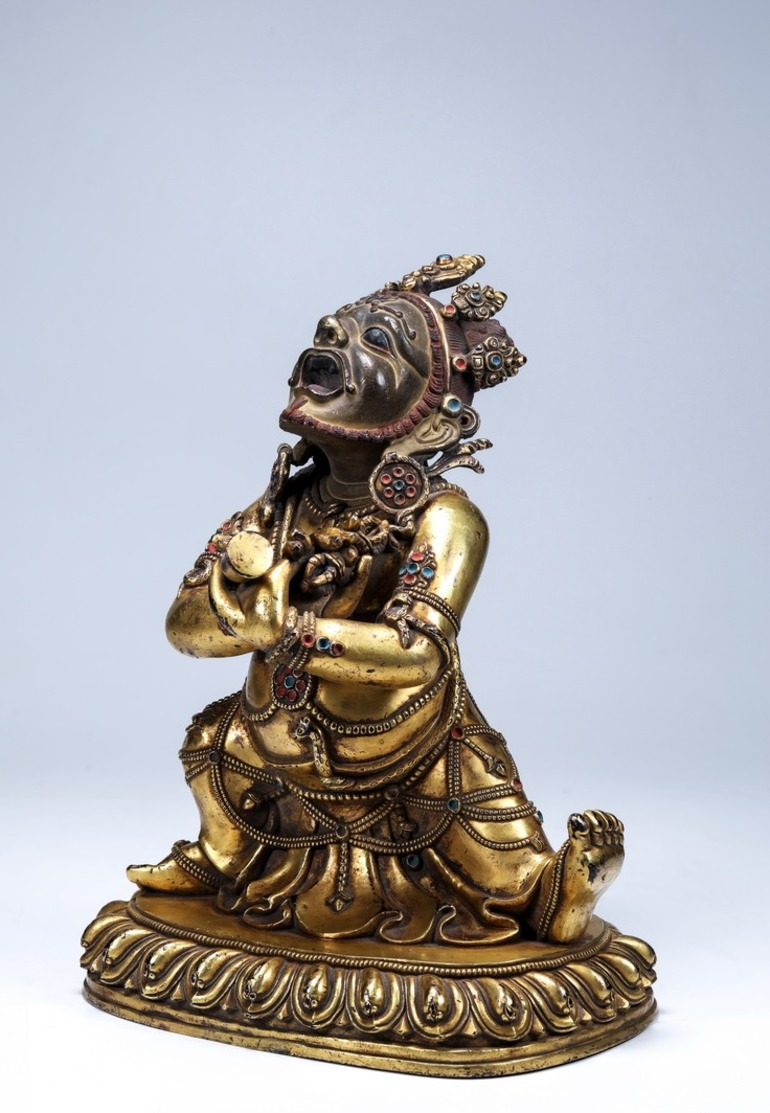 China Buddhism Copper Gilt Vajradhara Buddha Statue - Arte Orientale