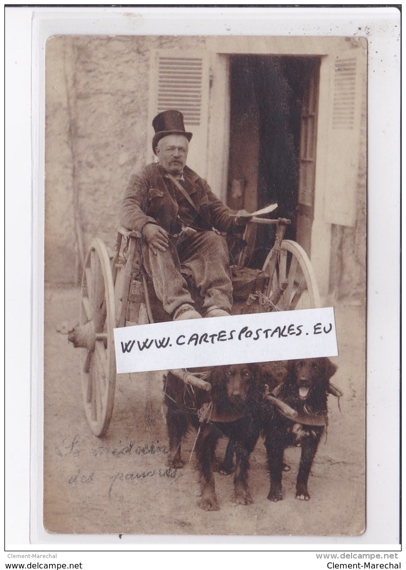 PONT DE BEAUVOISIN : Carte Photo Du Médecin Des Pauvres Et De Son Attelage (voiture à Chien) - Bon état (restaurée) - Andere & Zonder Classificatie