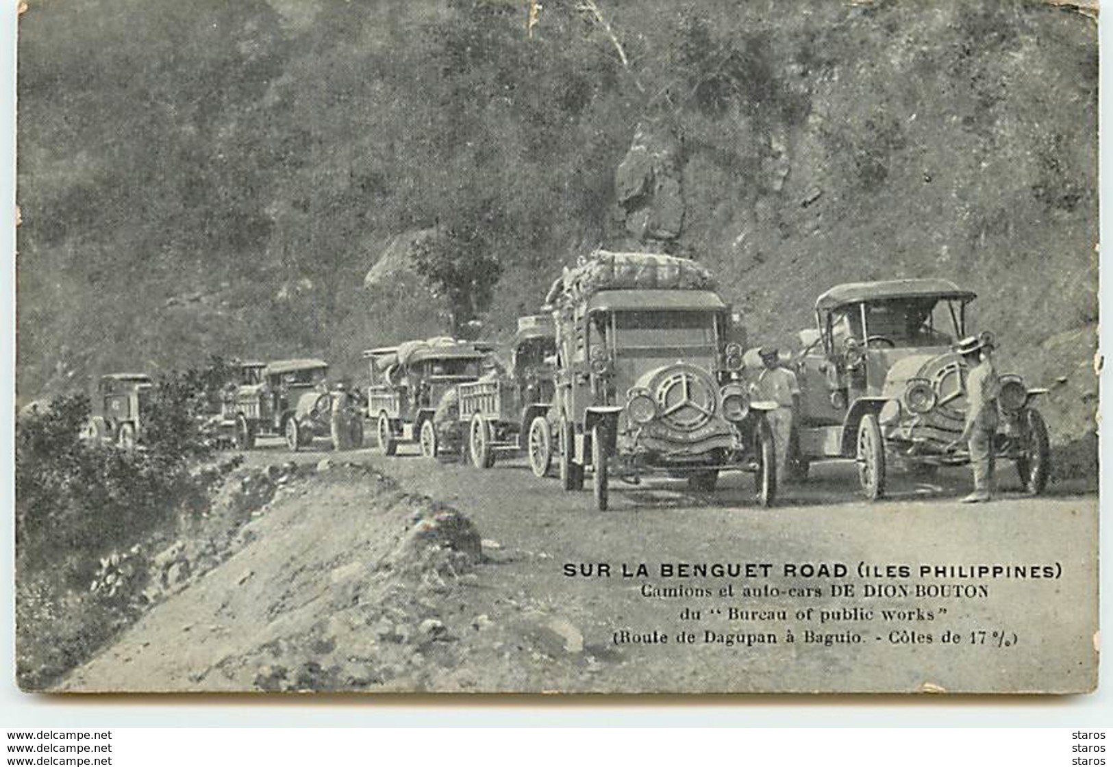 ILES PHILIPPINES - Sur La Benguet Road - Camions Et Auto-cars De DION-BOUTON - Philippines