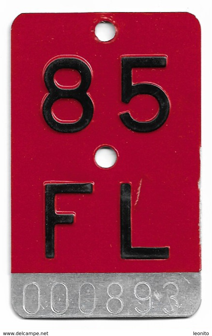 Velonummer Liechtenstein FL 85, Rot - Plaques D'immatriculation