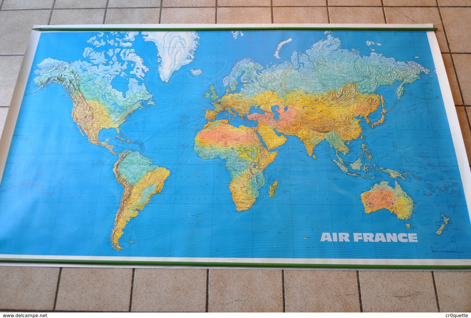 VIEILLE AFFICHE CARTE DU MONDE AIR FRANCE Vers 1970 - POSTER - Plakate