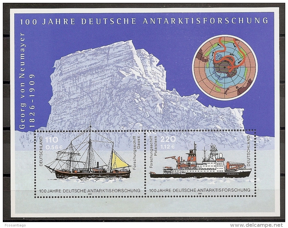 ANTÁRTICA - ALEMANIA 2001 - Yvert #H55 - MNH ** - Polar Explorers & Famous People