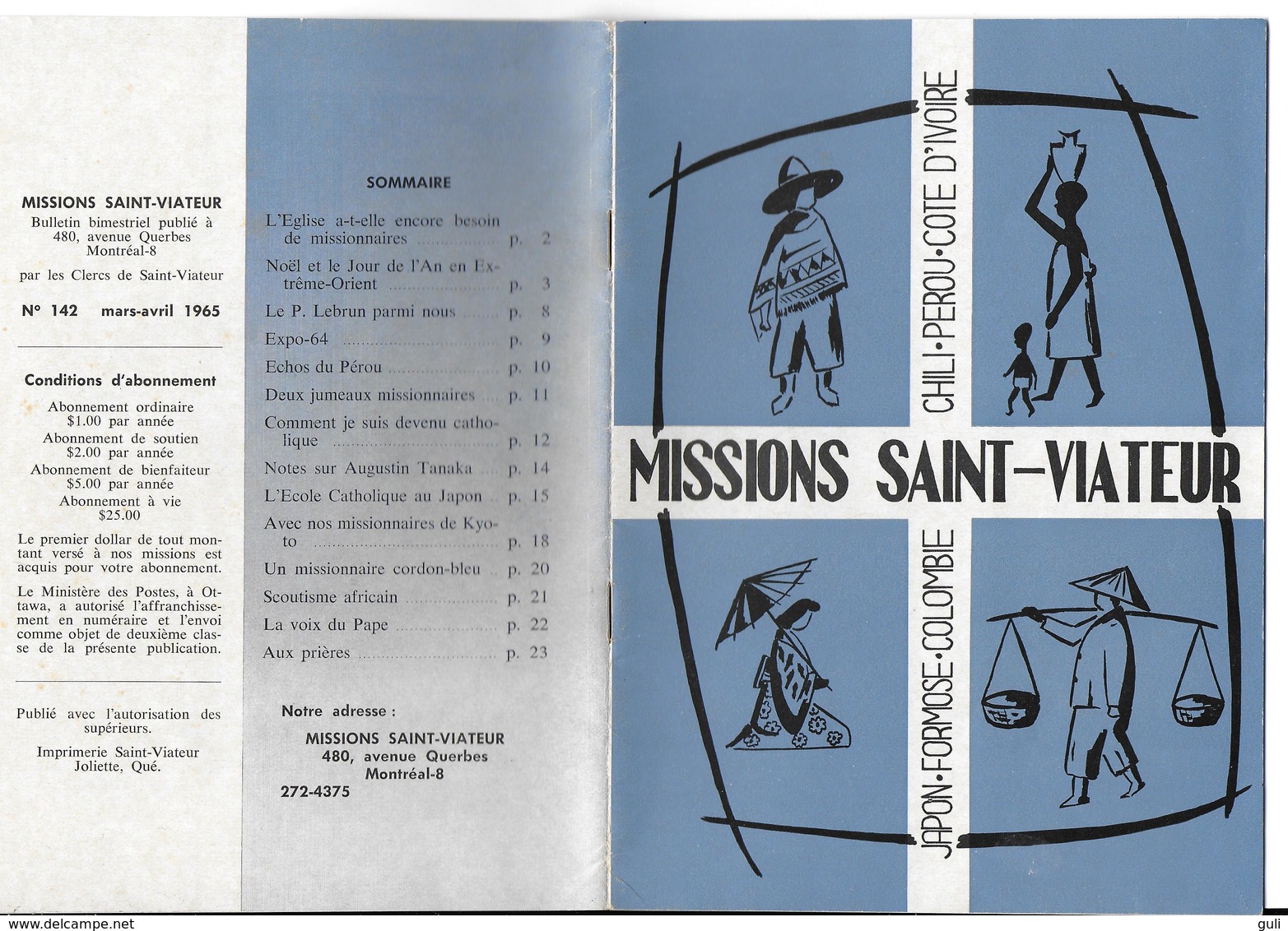 RELIGION Bulletin Bimestriel MISSIONS SAINT-VIATEUR Par Les Clercs De Saint-Viateur N°142 Mars-avril 1965 (livret 23 P.) - Religion