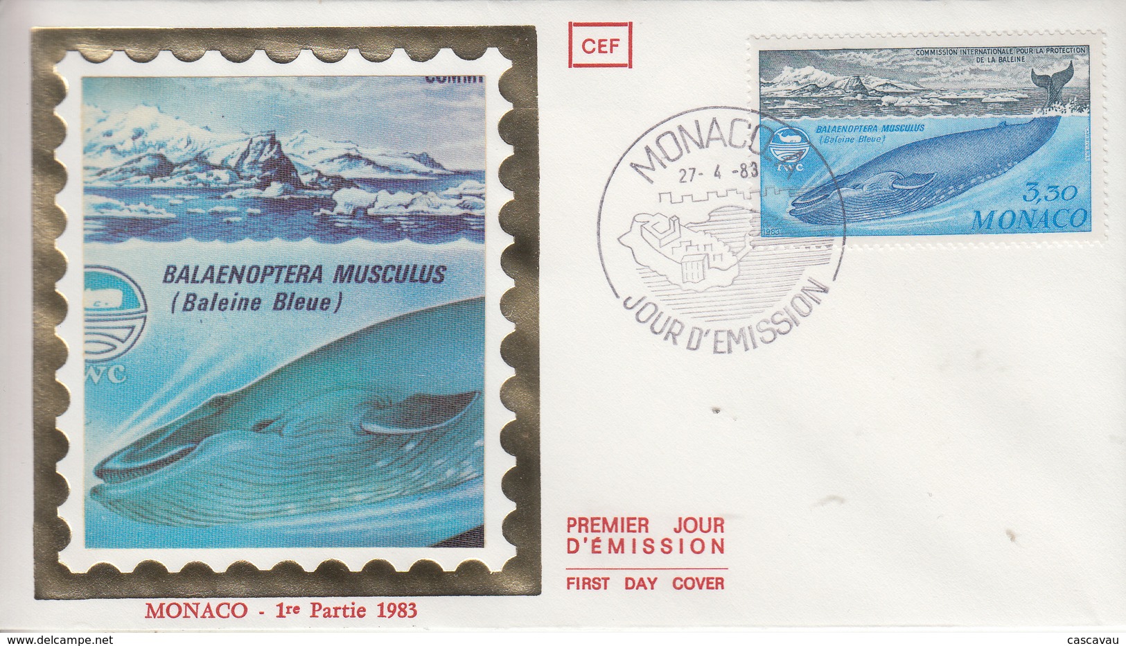 Enveloppe  FDC  1er  Jour    MONACO     Commission  Internationale  Pour  La  Protection  De  La  BALEINE   1983 - Baleines