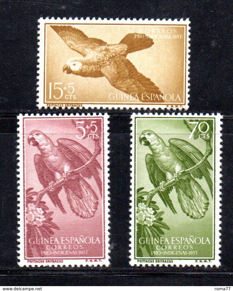 APR1916 - GUINEA SPAGNOLA 1957 , Yvert Serie N. 381/383  *** MNH (2380A) . Uccelli Birds - Guinea Spagnola