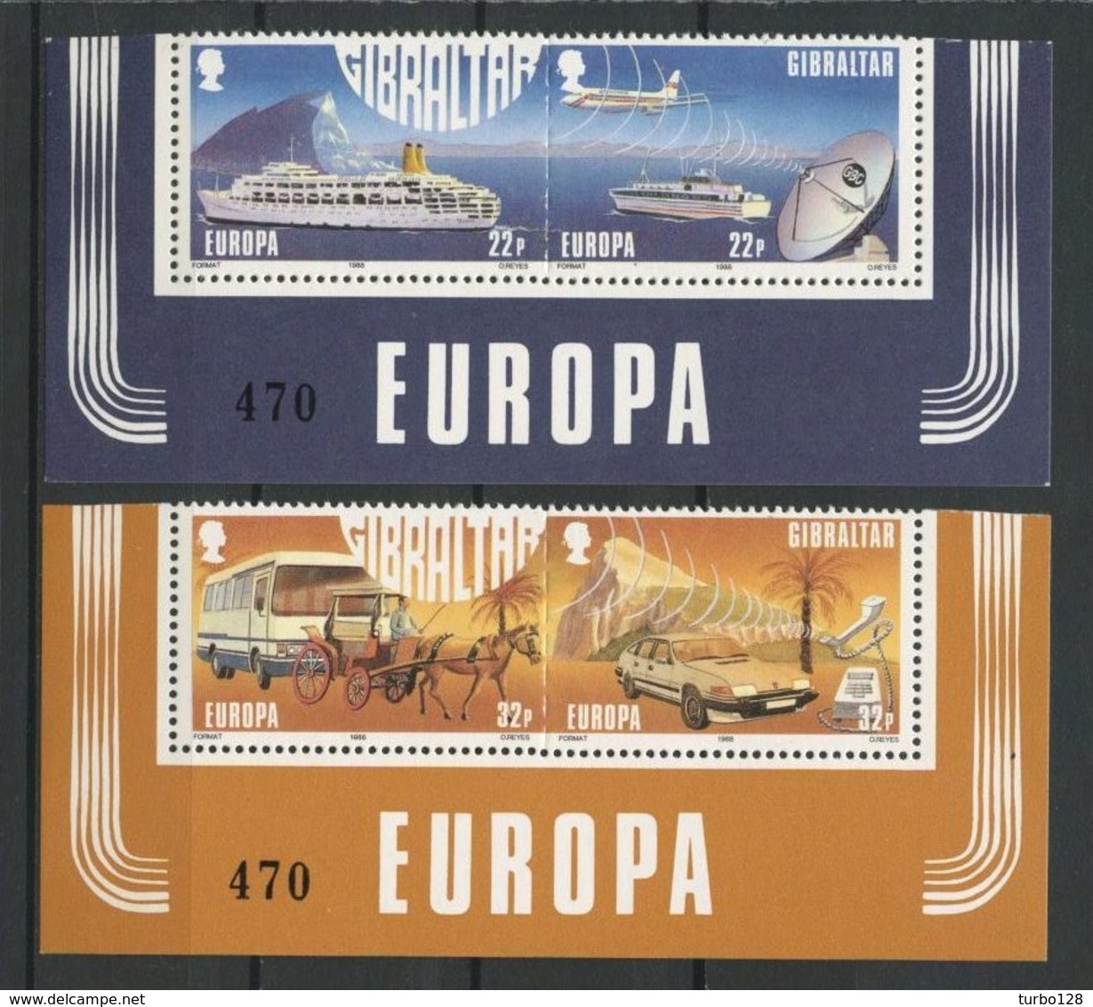 GIBRALTAR 1988 N° 555/558 ** Neufs MNH Superbes C 8 € Europa Bateaux Avions Autocar Transports Communications Boats Plan - Gibraltar