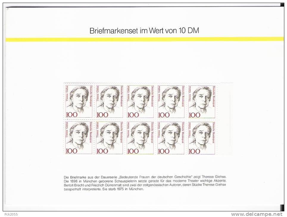 Bund  Markenset Für Die Neuen Bundesländer ** Mit 10x MiNr.1390 Therese Giehse( Dg47 ) Günstige Versandkosten - 1971-2000