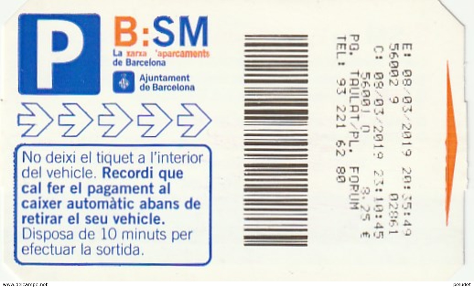 Ticket - PARKING - B:SM - AJUNTAMENT DE BARCELONA - Otros & Sin Clasificación