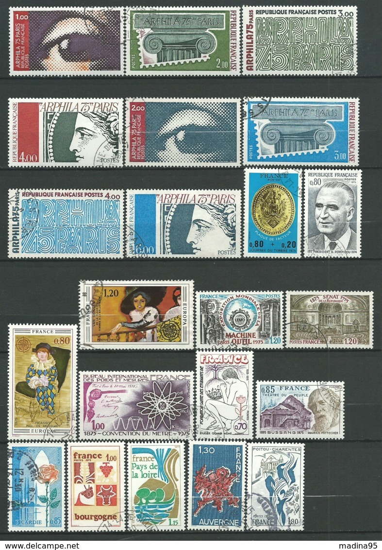 FRANCE: Obl., N° YT 1830 à 1862, Année 1975 Complète, Ss BF, PO Et S, TB - 1970-1979