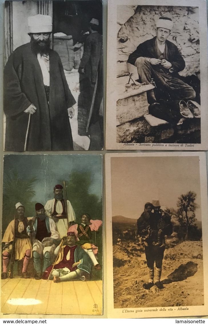 WW1 Albania - 4 Cartoline Annullo Comando Truppe Albania Meridionale Viaggiate 1918 - War 1914-18