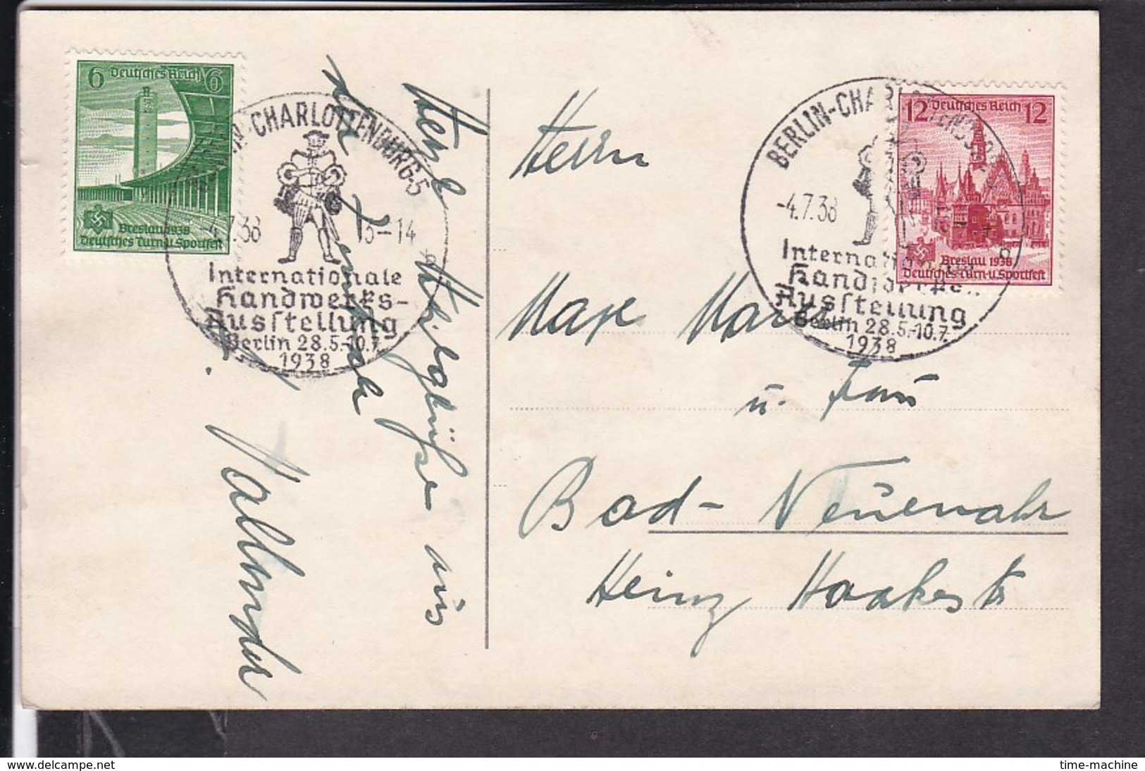 Ansichtskarte Internat. Handwerks Ausstellung Berlin 1938 Sonderstempel , Holzbildhauer - Storia Postale