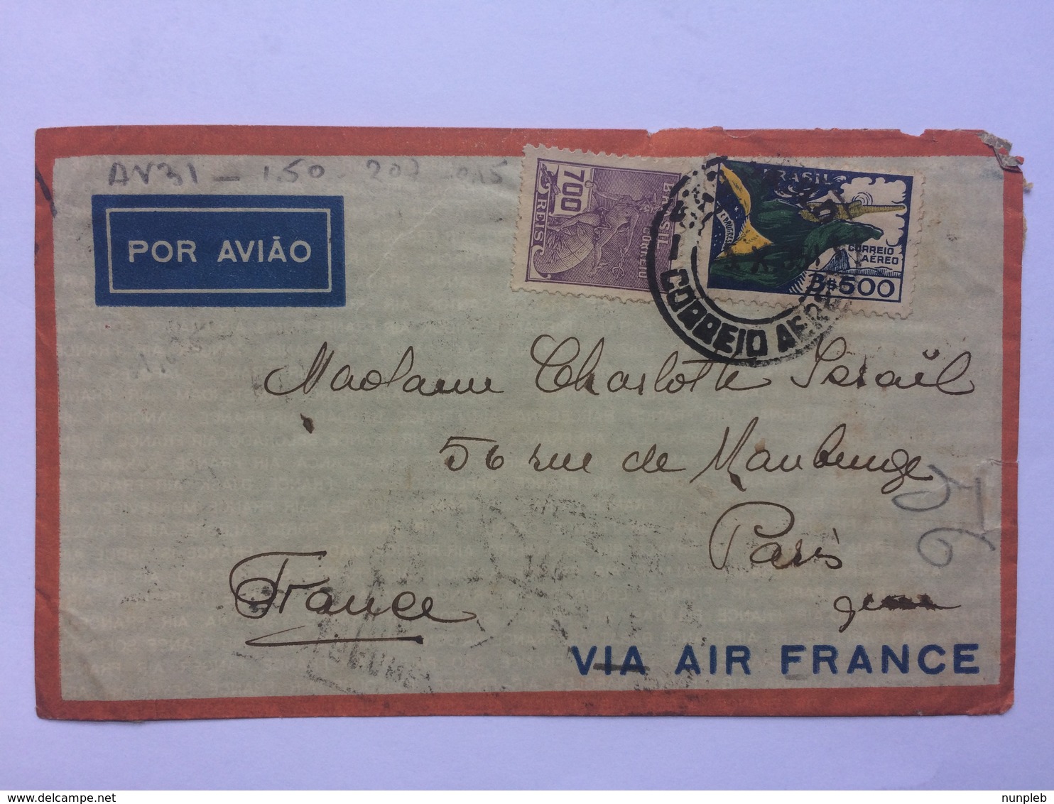 BRAZIL 1935 Air Mail Cover Sao Paulo To Paris - Lettres & Documents