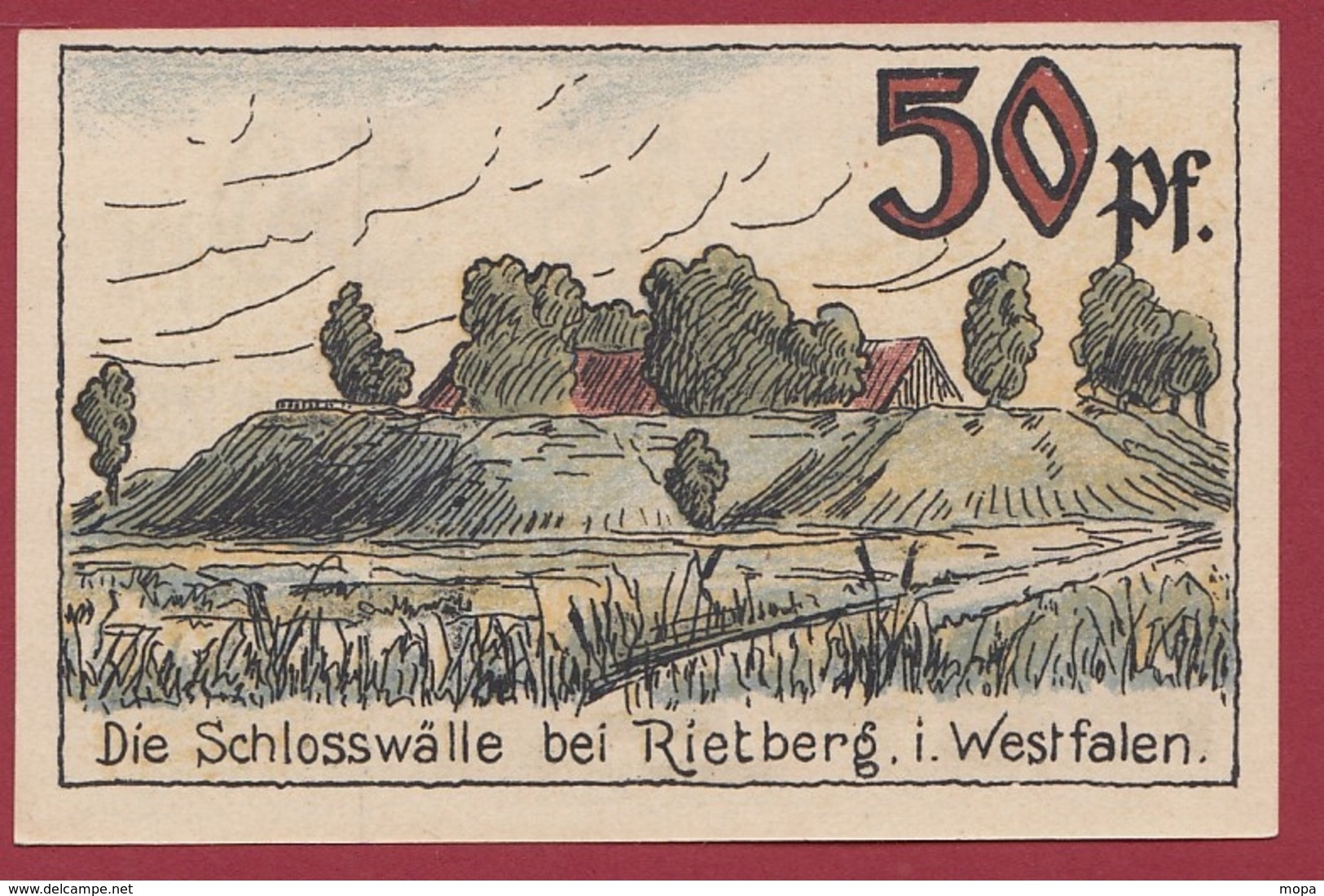Allemagne 1 Notgeld De 50 Pfenning Stadt Rietberg (RARE) Dans L 'état N °4570 - Collections