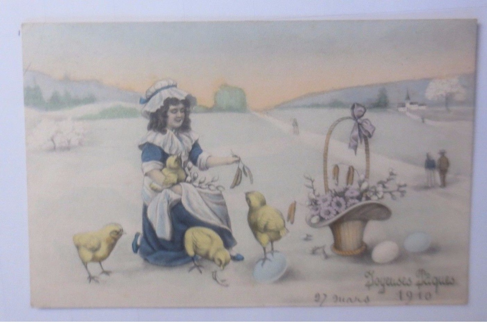 Ostern, Kinder, Mode, Küken, Korb, Blumen, Eier,    1910, Vienne Munk  ♥  - Easter