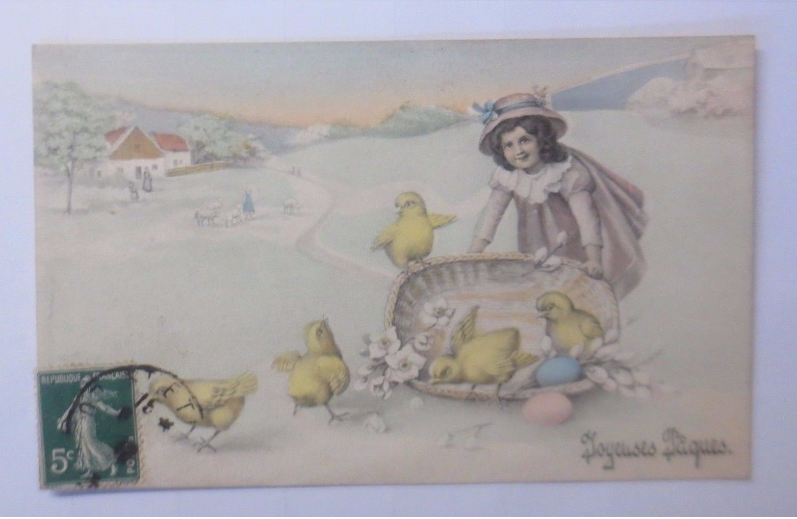 Ostern, Kinder, Mode, Küken, Korb, Ostereier,  1909, Vienne Munk  ♥  - Ostern