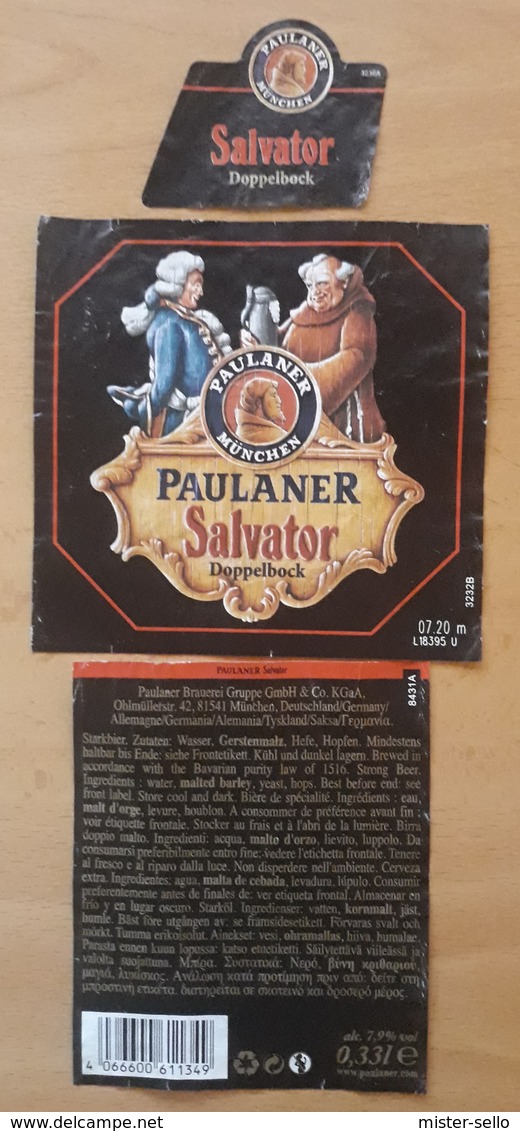 LOTE DE 3 ETIQUETAS CERVEZA PAULANER. - Cerveza