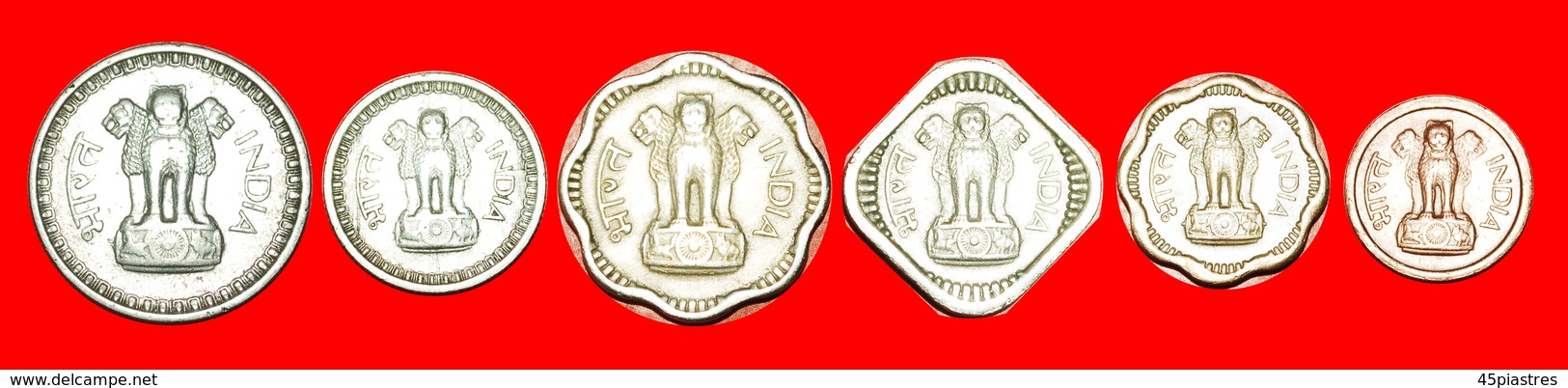 + SET 6 COINS: INDIA ★ 1-2-5-10-25-50 NEW PAISE TYPE 1957-1963! LOW START ★ NO RESERVE! - Mezclas - Monedas