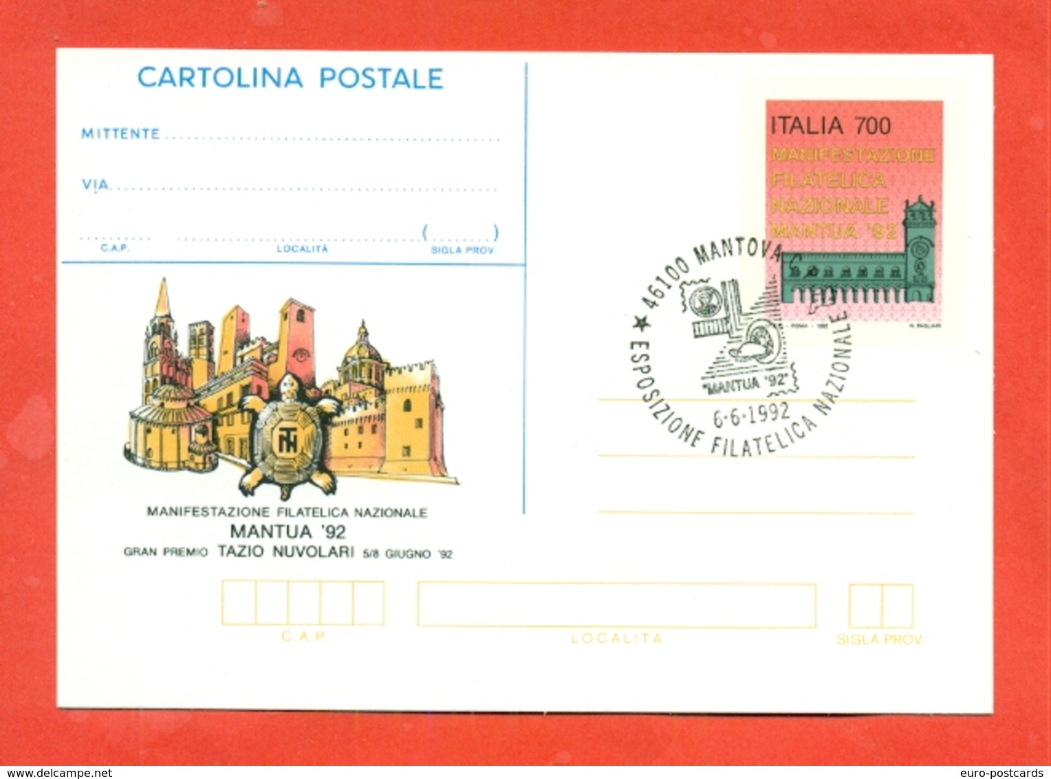 INTERI POSTALI- C 222  - ANNULLO MANTOVA 6/6/1992 - Stamped Stationery