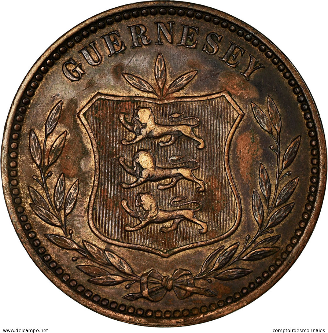 Monnaie, Guernsey, 8 Doubles, 1911, Heaton, Birmingham, TTB, Bronze, KM:7 - Guernsey