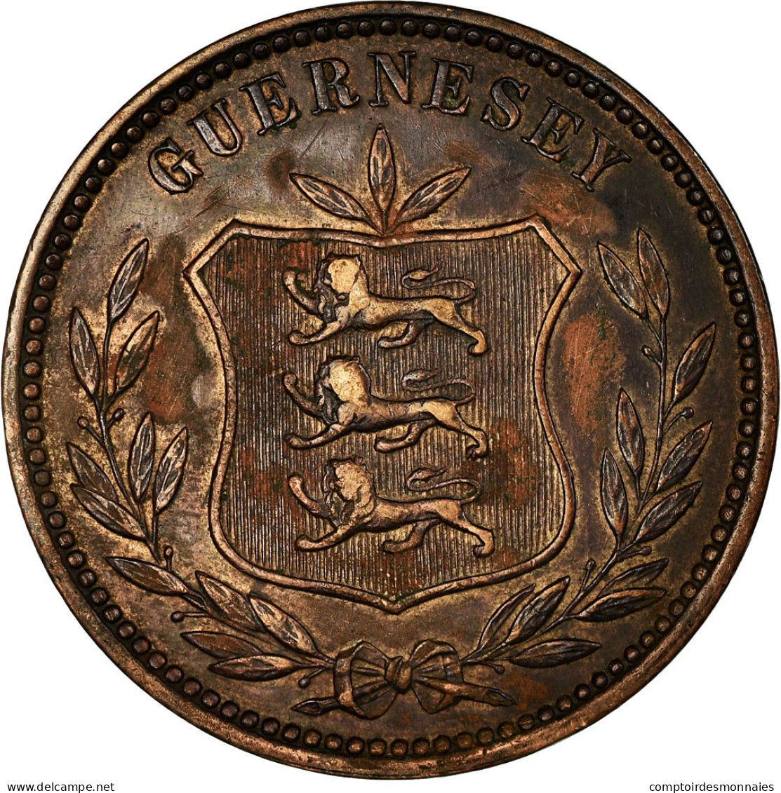 Monnaie, Guernsey, 8 Doubles, 1911, Heaton, Birmingham, TTB, Bronze, KM:7 - Guernesey