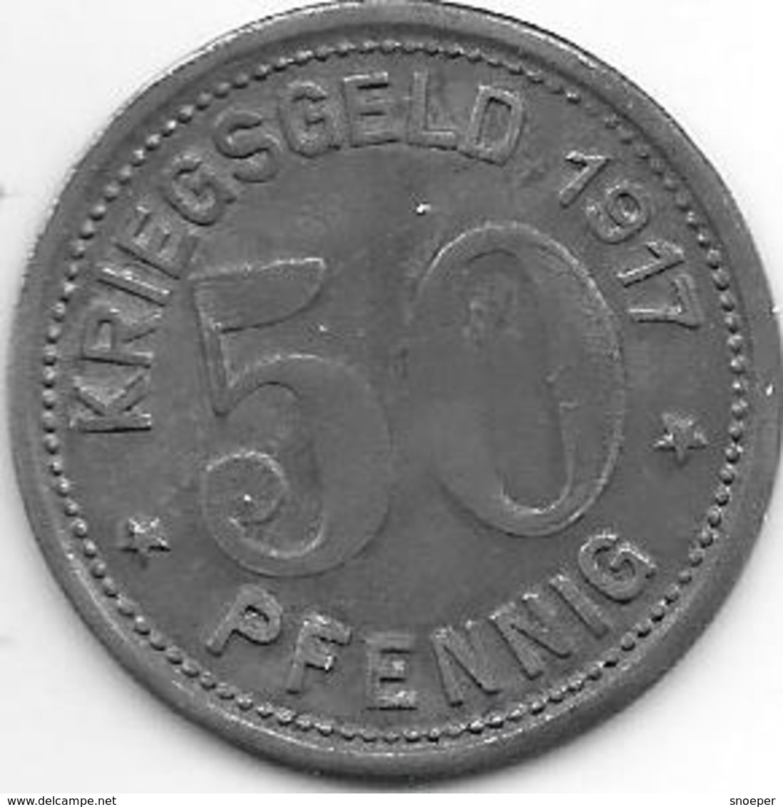 *notgeld Essen  50 Pfennig   1917 Zn 2 Stars/ 2 Sterne 3938.3b/123.1c - Autres & Non Classés