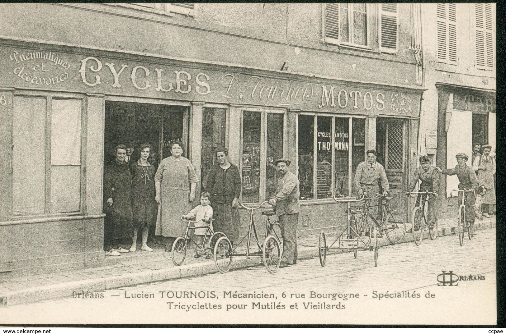 Lucien Tournois, Mécanicien, 6 Rue De Bourgogne -  Spécialités De   Tricyclettess  Pour Mutilés Et Vieillards - Orleans