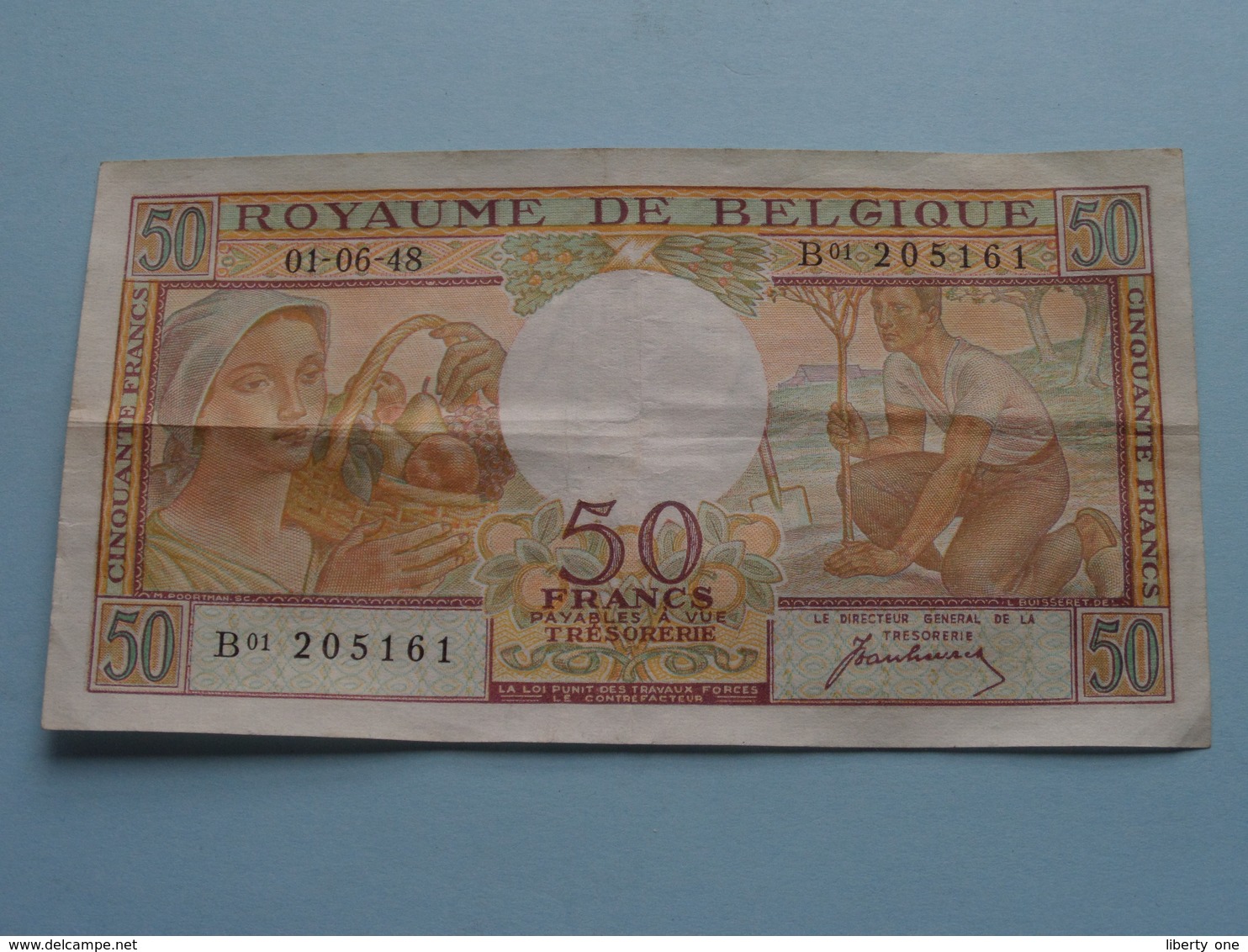 50 FRANK ( Type 1948 Buisseret - B01 205161 ) 01-06-48 ( For Grade, Please See Photo ) Morin 45a ! - Autres & Non Classés