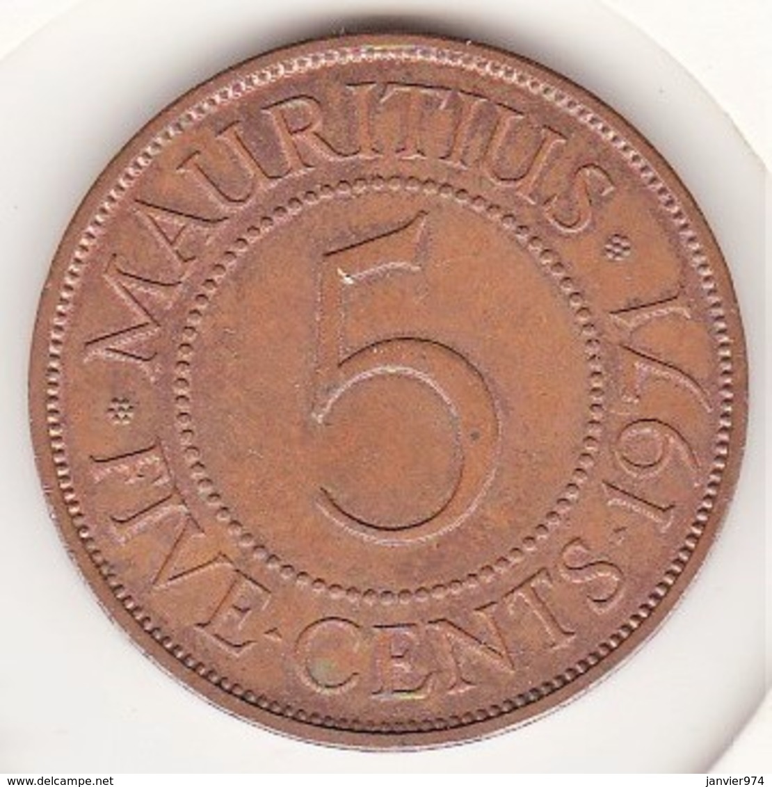 Mauritius 5 Cents 1971. Elizabeth II. Bronze. KM# 34 - Maurice