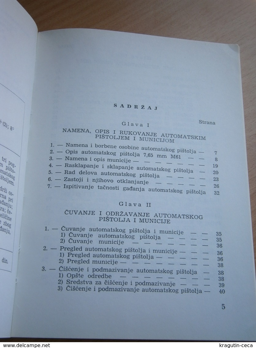 1978 YUGOSLAVIA ARMY JNA BOOK Automatic submachine gun M-61 M61 7,65 mm 7,62 MACHINE GUN INSTRUCTIONS MILITARY