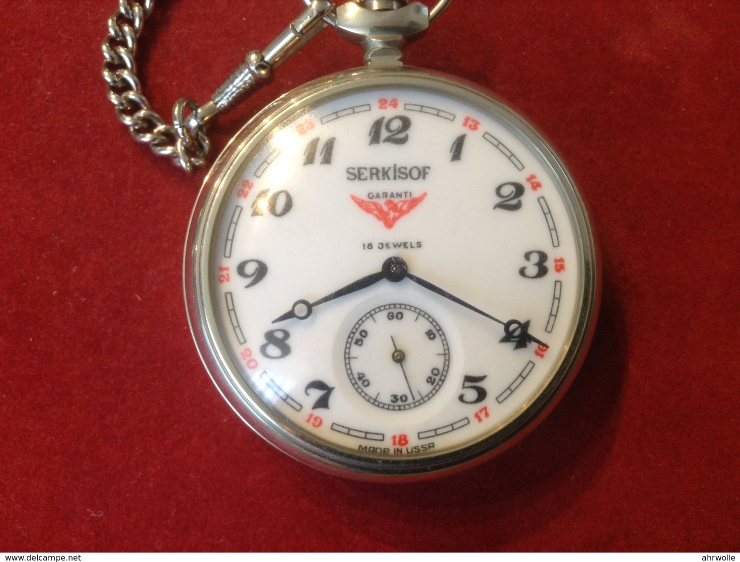 Taschenuhr An Kette Serkishof USSR Demiryolu Eisenbahn 18 Jewels Garanti - Orologi Da Polso