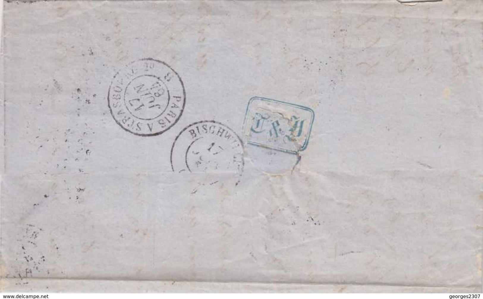 *LAC: NAPOL. DENTELÉ N°22 SEUL SUR LETTRE GC 3103 REIMS- 20 C LOSANGE- RECTO/VERSO - 1862 Napoléon III