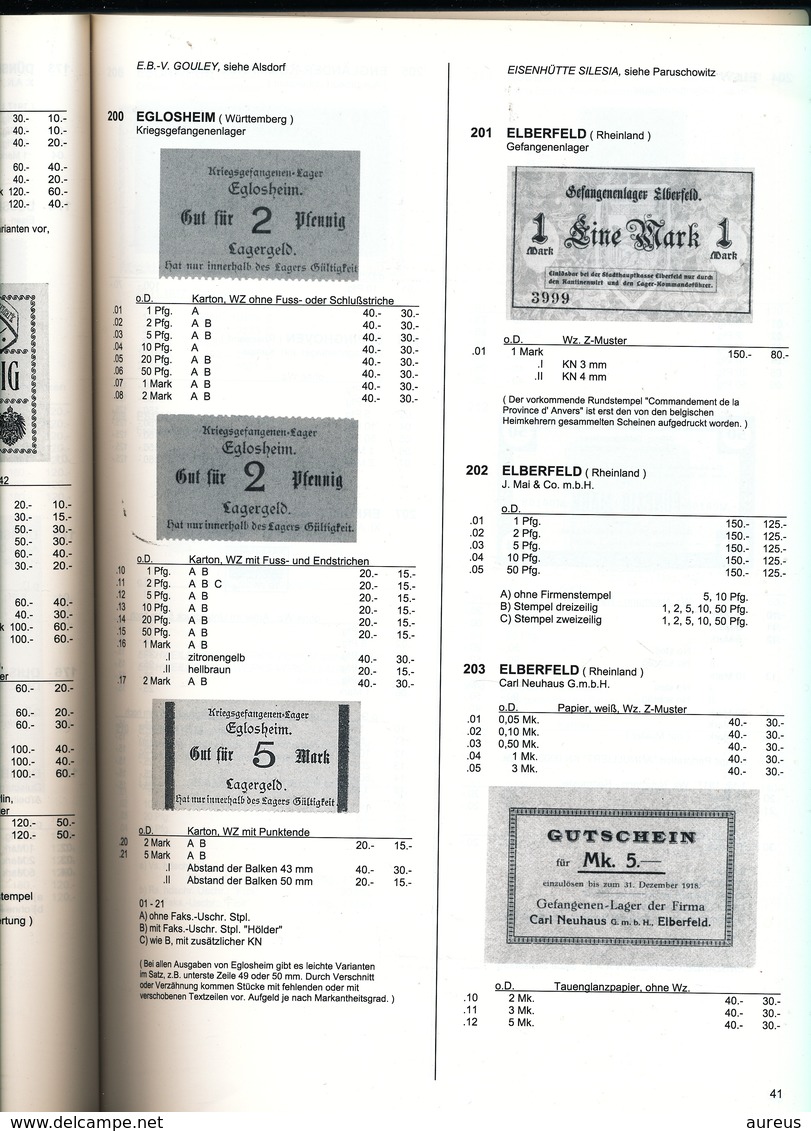 RARE  KATALOG DES PAPIERGELDES DER DEUTSCHEN KRIEGSGEFANGENLAGER IM 1. WELTGRIEG 1. Auflage 1998   VOIR SCANS ! - Duitsland